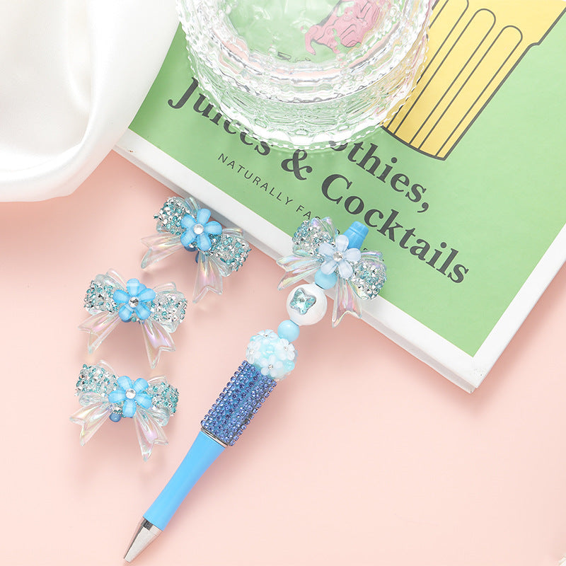 Wholesale 10pcs Heavy Diamond Cherry Blossom Bow Straight Hole Loose Beads